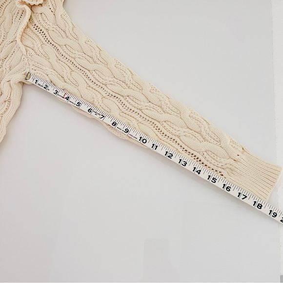 FRAME Sofia Ruffle Cable Knit chunky Sweater off white size Small - Picture 16 of 16
